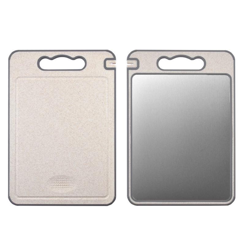 Food Grade Wheat Straw Noodles 304 Stainless Steel Double-Sided Cutting Board with Titanium Plate