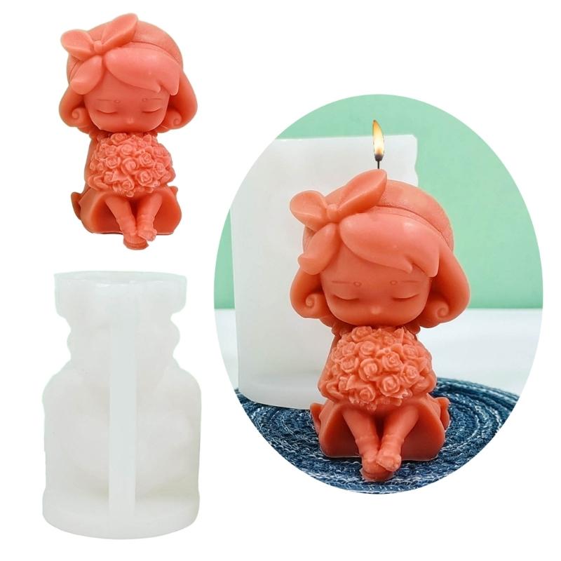 Cute Little Girl Silicone Moulds Scented Candle Molds DIY Cake Chocolate Decor