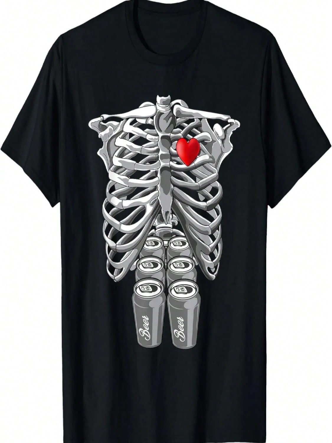 Skeleton Pregnancy Beers Rib Cage X-Ray Halloween Costume T-Shirt S разноцветный