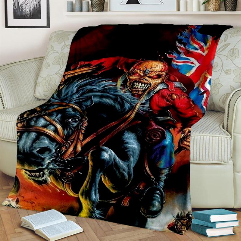 HD I-Iron Maiden Heavy Metal Band 3D Blanket,Soft Throw Blanket for Home Bedroom Bed Sofa Picnic Travel Office Cover Blanket Kid