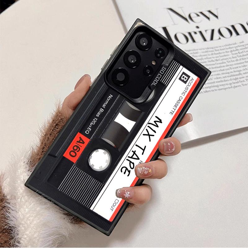 Vintage 90S Cassette Tape Pattern Soft Phone Case for Samsung Galaxy S24 S25 FE S26 Edge S23 Ultra S22 Plus S21 + Shockproof Cov