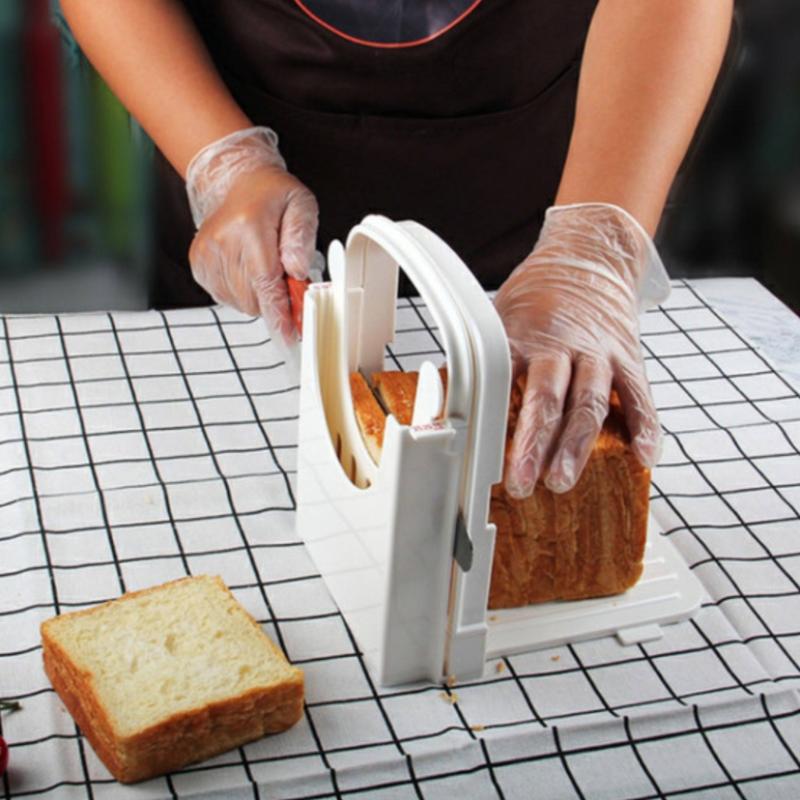 Bread Slicer Adjustable Toast Loaf Slicing Machine Foldable Plastic Bread Cutting Guide Tools For Homemade Bread Kitchen Baking