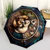 Ferret Harmony Mandala Pattern Umbrella, Portable and Foldable Design, 8 Ribs, a Casual Accessory for Halloween, Christmas, and Birthday Gifts.