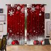 2Pcs Christmas Curtain Traditional Celebration Theme Pendant Baubles Ornate Snowflakes For Living Room Dining Room Bedroom