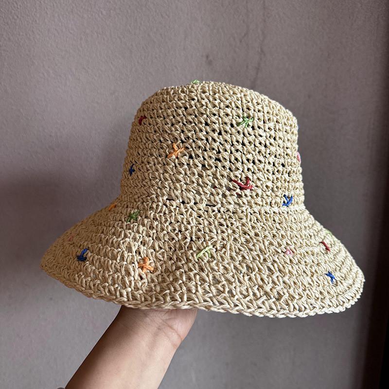 

Handwoven Straw Hat With Large Brim And Colorful Details For Casual Beach And Resort Wear