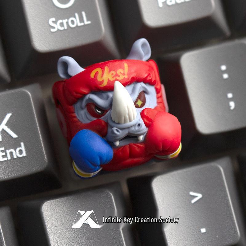Translucent Rhinoceros Panda Resin Keycap: Trendy ESC Add-on for Mechanical Keyboards