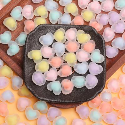 About 400Pcs Matte Fashion Handmade DIY Material for Jewelry Necklace Core Peach Heart Beads Acrylic Bracelet Earrings Marking