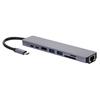 8IN1 USB C Multi function Laptop Docking Station Converter Type C to PD+USB*2+HDTV+Type C+SD+TF+RJ45 87W Adapter Grey