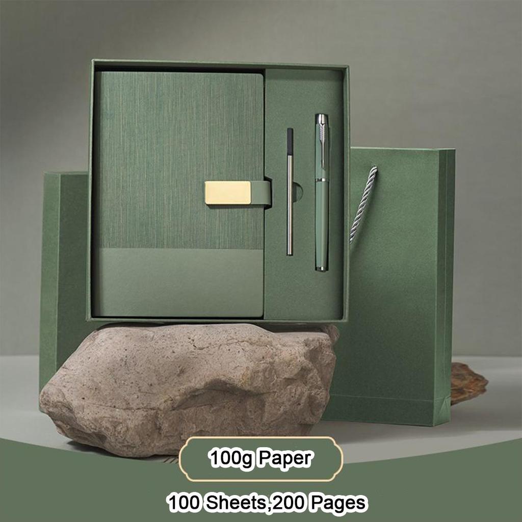 A5 leather buckle business notebook, work meeting record book, subject notebook, thickened student diary, souvenir, 100 sheets 200 pages