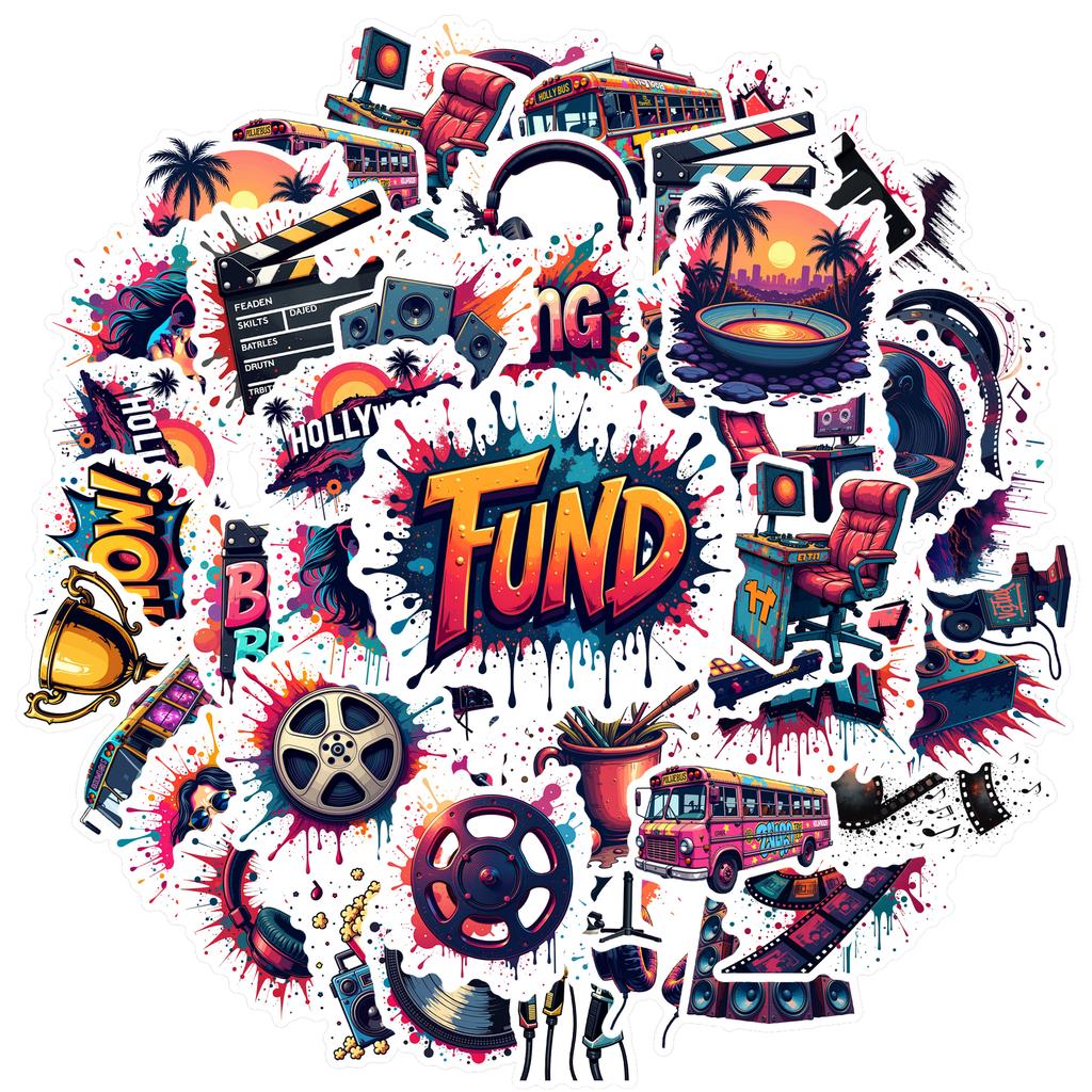 35pcs-70pcs Vivid Stickers Colorful Gaming Stickers Music Decals For Guitar DIY  Skateboard Laptop Luggage Decor DIY