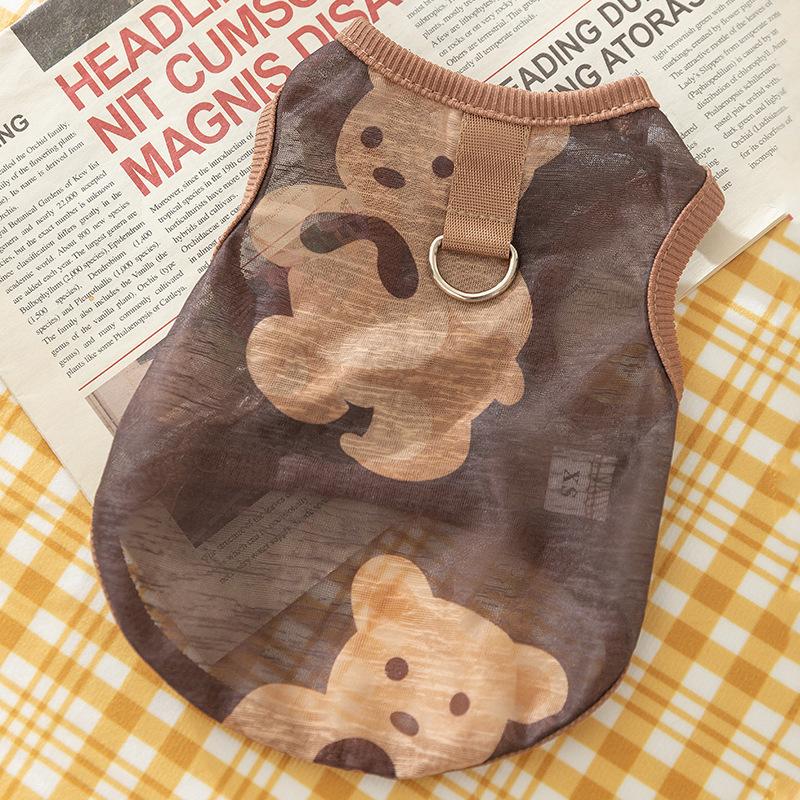 Spring and Summer Breathable Mesh Bear Medium and Small Dog Teddy Bigbear Vest Pet Clothing Cat Puppy Dog Clothing