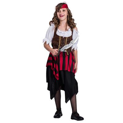 Dětské Dívky Pirátská krása Buccaneer Matey Pruhovaný kostým Piráti z Karibiku Maškarní šaty Halloween Cosplay Party Outfit