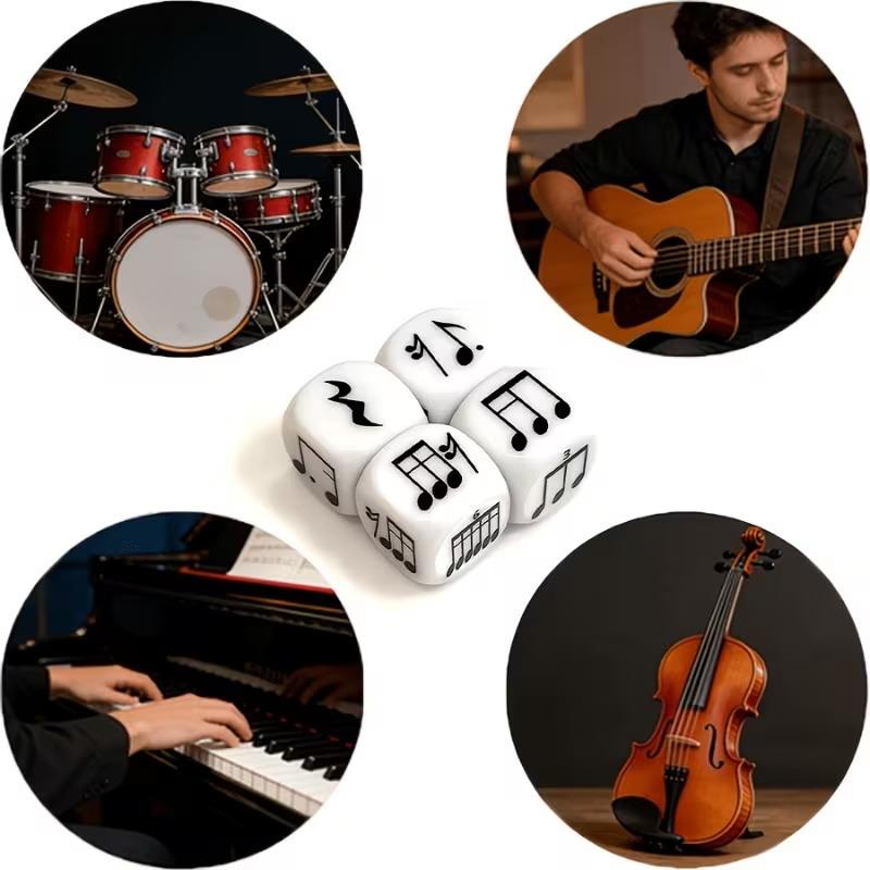 Set di 4 Dadi con Pentagramma Musicale Scala a 12 Toni Strumento Divertente per l'Apprendimento della Teoria degli Intervalli Musicali per Principianti Studenti Insegnanti