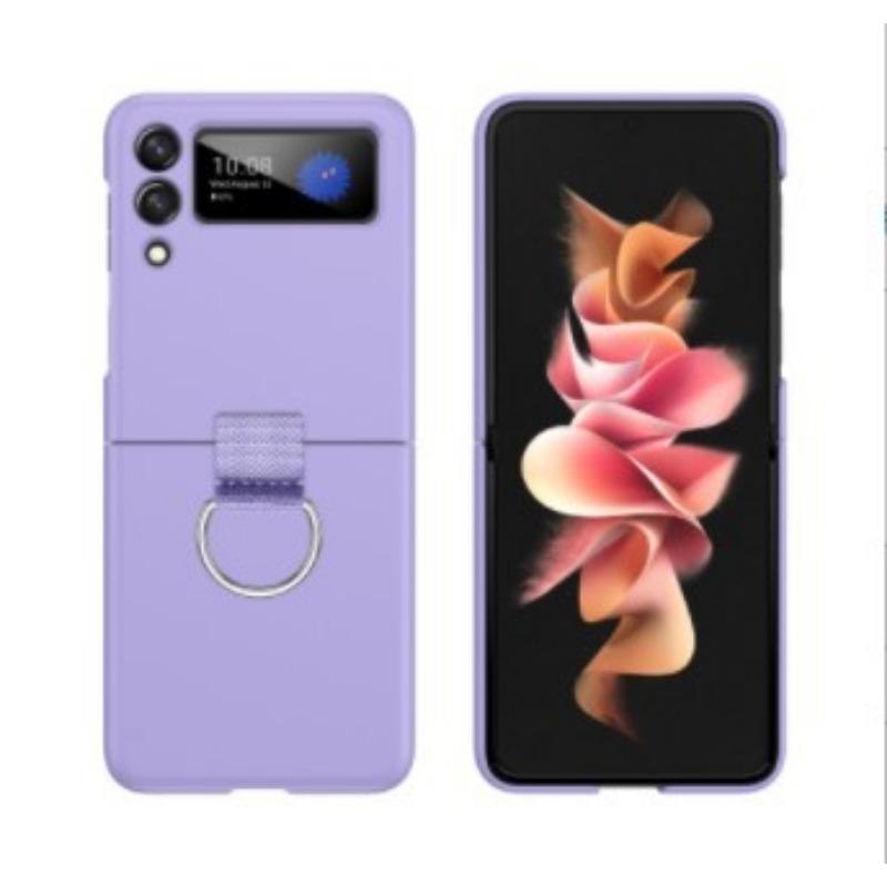 

Suitable for Samsung Galaxy ZFlip6 Foldable Ring Phone Case Flip3 Satin Matte Skin-like Protective Case Z Flip3 фиолетовый
