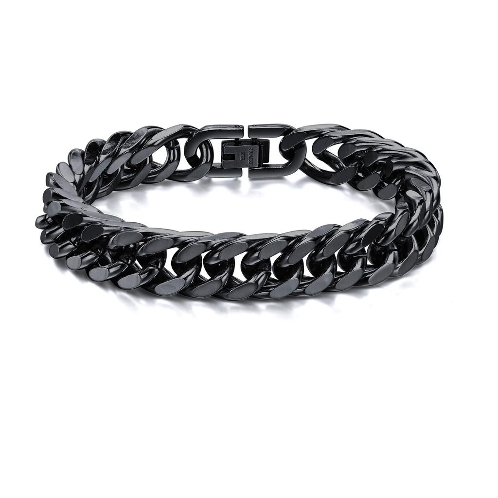 Herren Grobe 8/10/12/15MM Edelstahl Kubanische Kette Armbänder, Nie Verblassend Silberfarbe Metall Hip Hop Männliches Armband pulseira