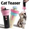 Mit Flauschball Katzen-Teaser-Schleuder-Spielzeug mit einziehbarem Seil Intelligentes Katzenspielzeug für Haushalte mit mehreren Katzen