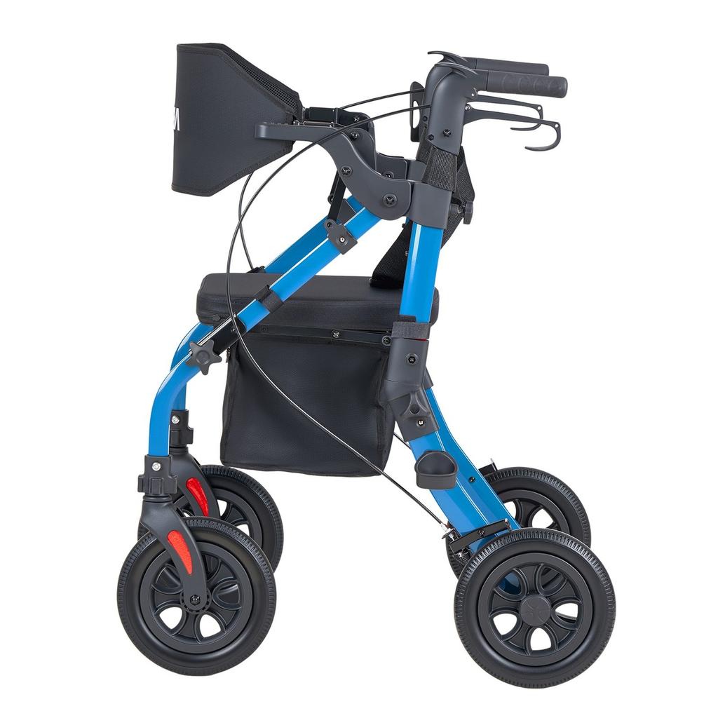 2-in-1 Rollator Walker & Transport Chair for Seniors, Foldable Rolling Walker Wheelchair, Lightweight Aluminum Mobility Walking Aid with Solid PU