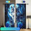 2pcs Under the Moon Wolf King Rose Curtain - Artistic Home Decoration Curtains, All Season Decorative Curtains