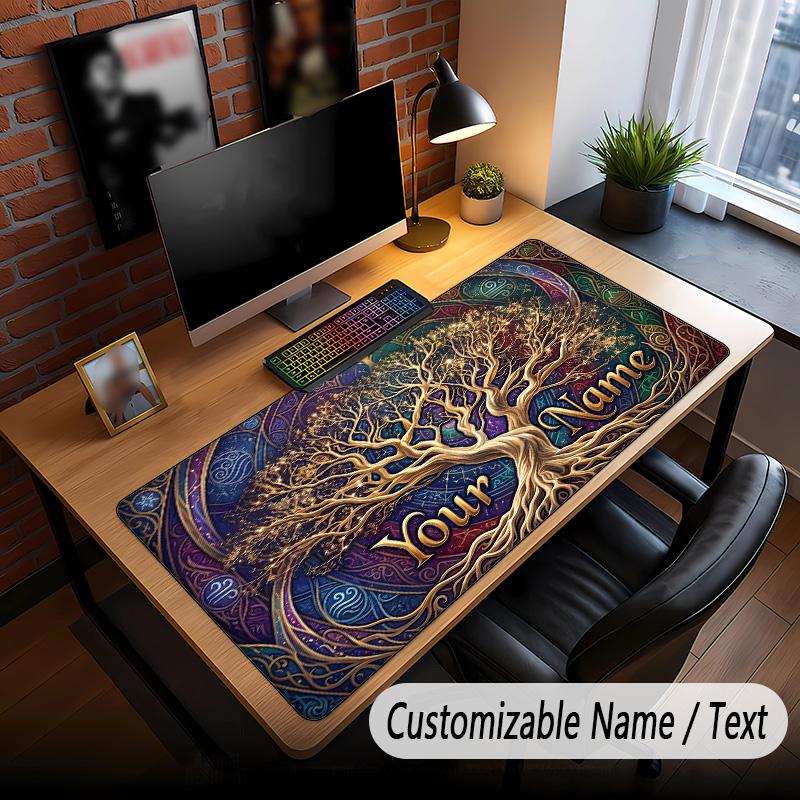Tree of Life Theme Custom Mouse Pad Personalized With Name Text Customized Desk Mat For Office Home Decor