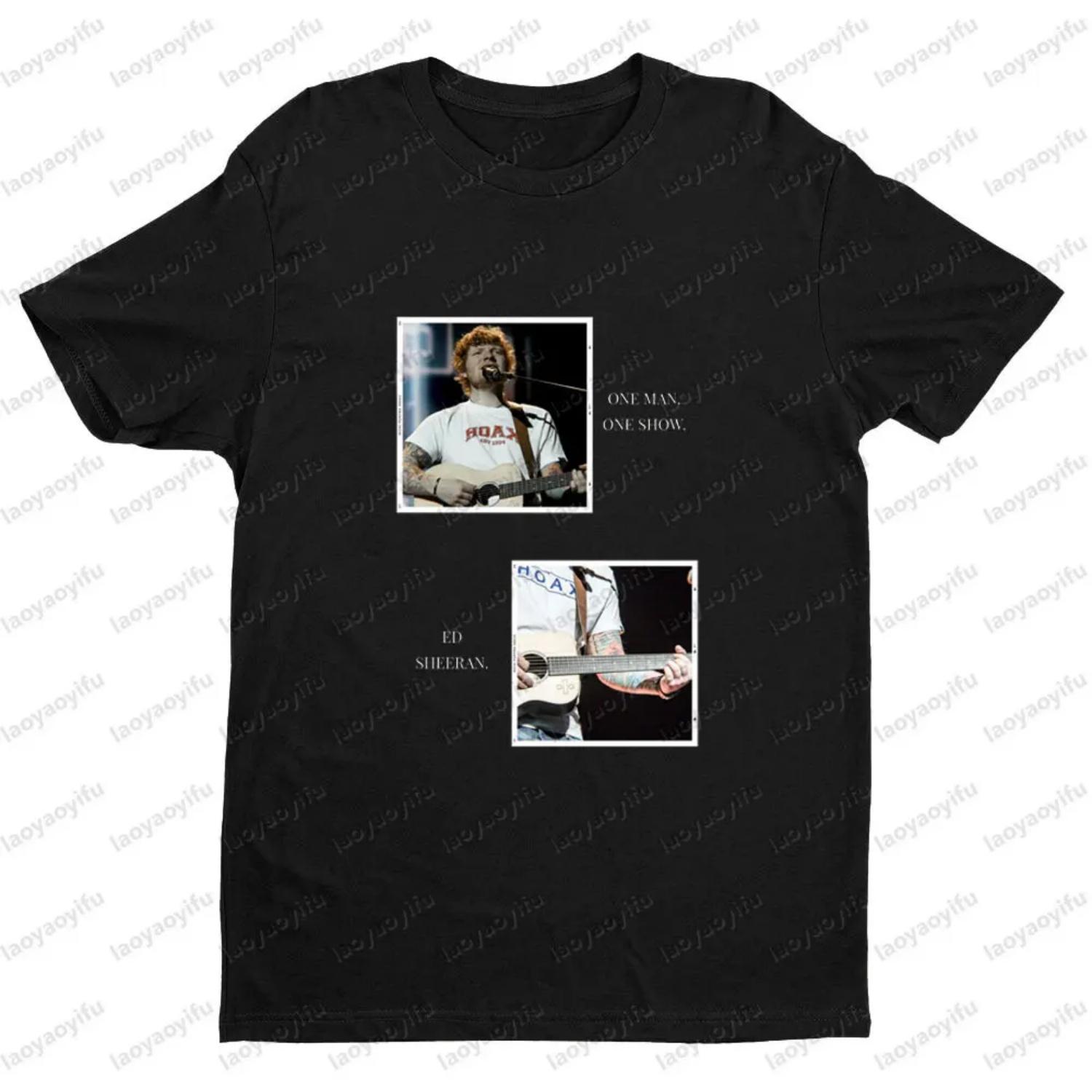 

Ed Sheeran Portrait Creative Collage Print T Shirt Women Men Fans Daily Life Casual Summer Tee Tops Crewneck Cotton Short Sleeve XXXXXL чорний