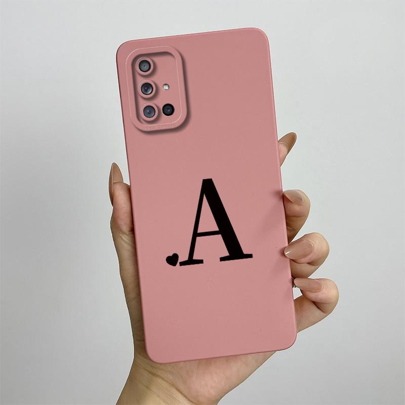 For Samsung Galaxy A51 A71 Case A515F A715F Initial Letters Liquid Silicone Phone Case For Samsung A51 A 31 71 Soft Cover Bumper