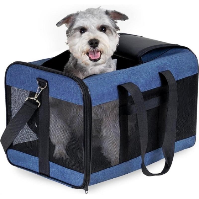 

Вентиляционная сумка большой вместимости для домашних животных, портативный рюкзак для кошек, дышащая сумка для прогулок с домашними животными, складная сумка через плечо для домашних животных S синий