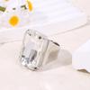 European & American Style Niche Design Rhinestone Gem-Embellished Open Ring, High-End Square Ring