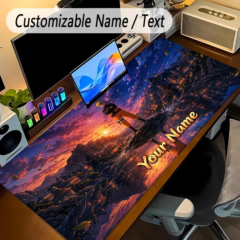 Large Mouse PadNaruto Custom Name Text Personalized Desk Mat Non Slip Gaming Pad