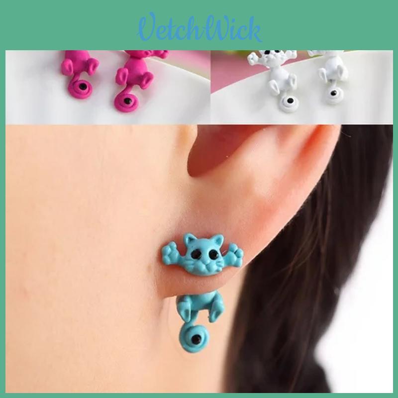 3d Adorable Cat Kitten Stud Earring Cartoon Animal Earrings Fashion Jewelry