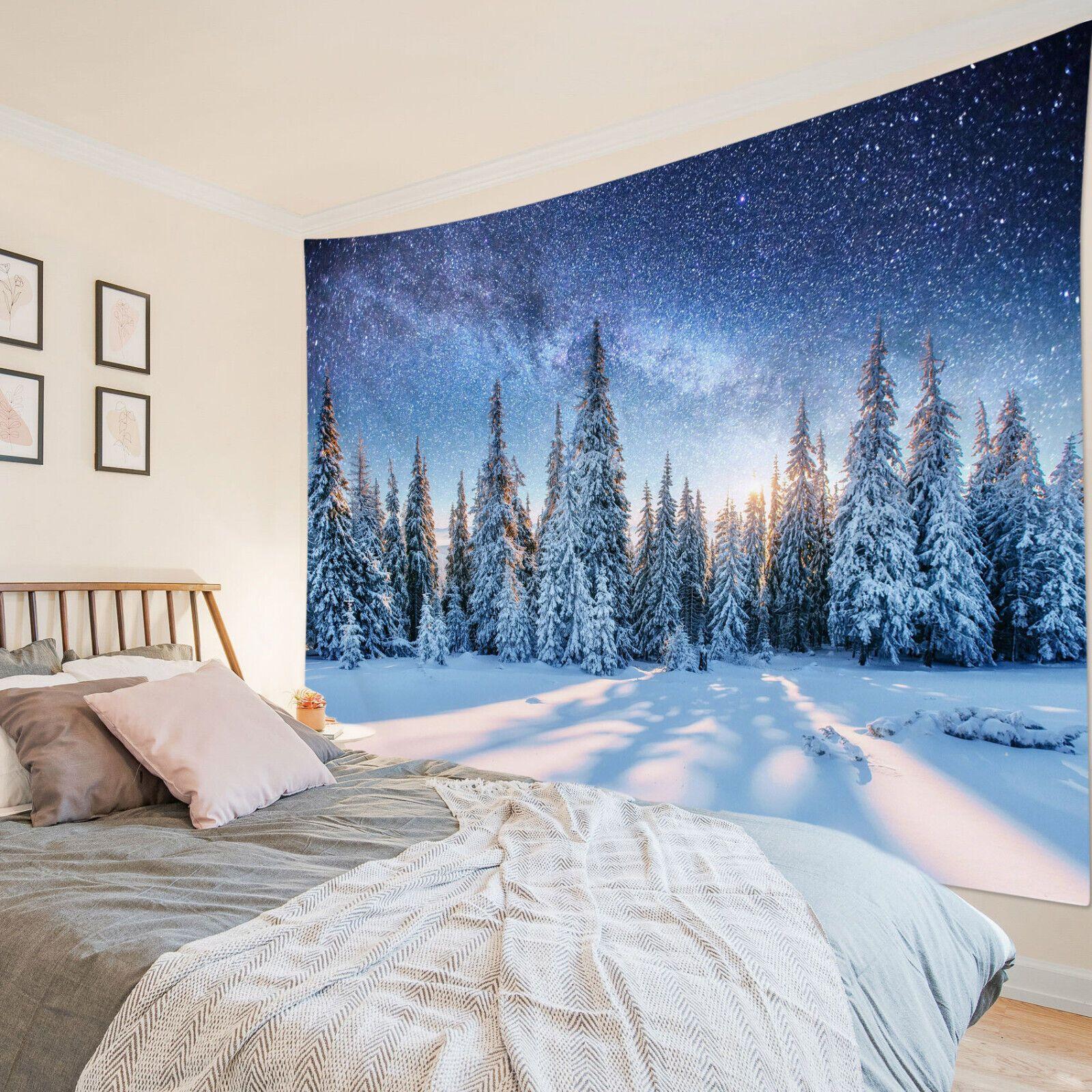 Tapestry winter landscape snow forest starry 75x100 чёрный