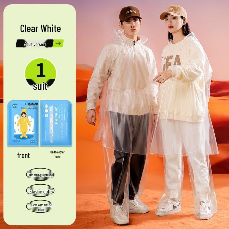 

Children s Thickened Split Raincoat Set with Foot and Shoe Covers - Adult Long Style Amusement Park Poncho