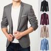 Pattentaschen Langarm Herren Blazer Einfarbig Single Button Revers Anzugjacke Herrenbekleidung