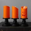 3pcs Halloween Pumpkin LED Candle Holder Set Flameless Night Light Electronic Decorative Tabletop Ornament for Home Party Bar Decor