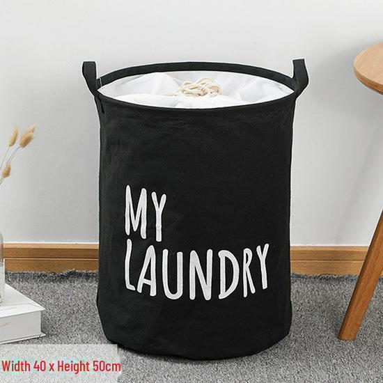 Large Fabric Foldable Laundry Basket with Drawstring, Waterproof & Moisture-Proof for Clothes and Quilts