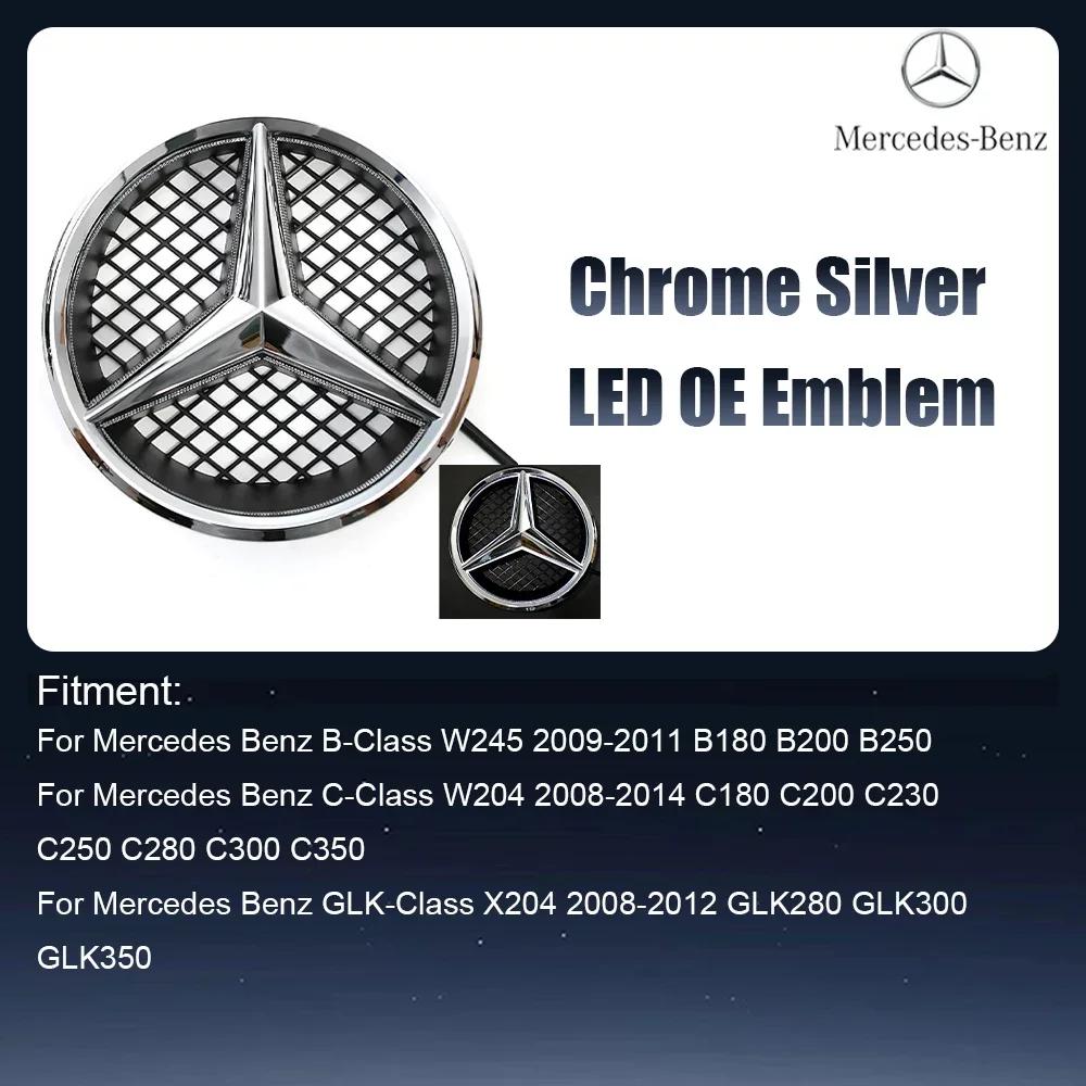 Car Sticker Chrome Silver And Glossy Black Front Grille Mirror Emblem 3D Style Star Badge Fit For Mercedes Benz W245 W204 X204 2