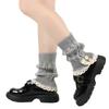 Harajuku Lace Edge Button Knitted Socks for Women Winter Warm College Style Thick Boot Socks Japanese Style Lolita Leg Warmers