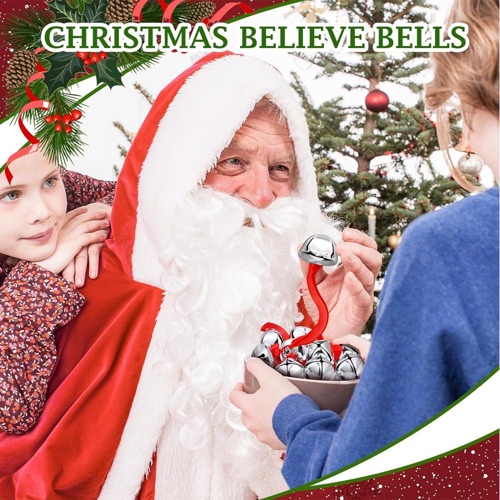 The Polar Santa Sleigh Bell Gift Reindeer Bell Christmas Believe Bell Ornaments Bulk Xmas Party Gifts Favors Red Velvet Bag