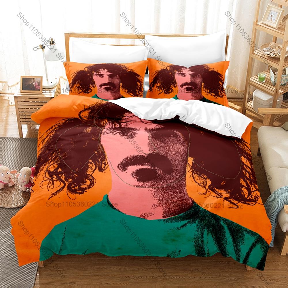 Leggenda del Rock Sperimentale Frank Zappa Stampa Integrale Set Biancheria da Letto 3 Pezzi Copripiumino + 2 Federe Teen Stanza del Dormitorio Decorazione per la Casa