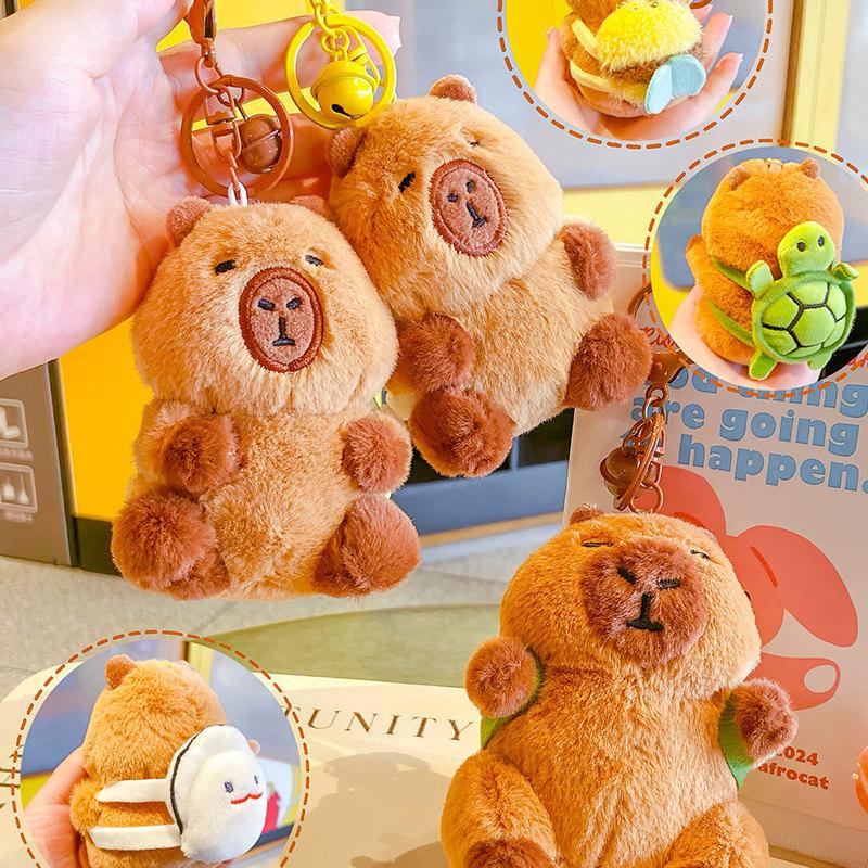 Capybara Plush Keychain Cute Bag Pendant Creatuve Fluffty Animals Keyring Kawaii Stuffed Doll Keychains Birthday Gifts