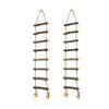 2Pcs Handmade Wooden Ladder Hanging Ornament with Twine Rope for Indoor and Outdoor Christmas Festival Decoration