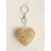 Slowslowly Chubby Heart Handmade Crochet Raffia Keyring _ Natural Beige