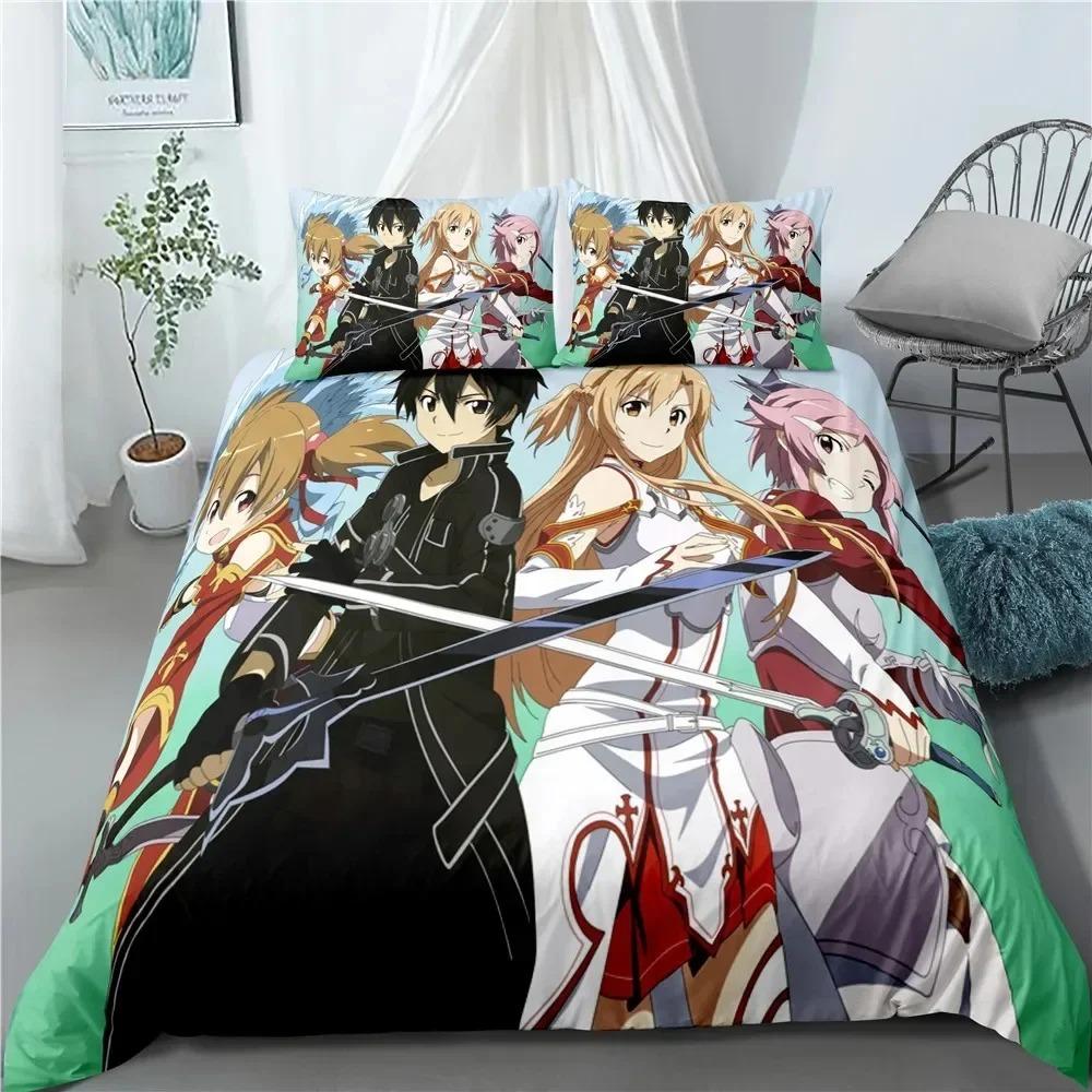 New Anime Sword Art Online Bedding Set Bedroom Soft Modern Bedspreads Comefortable Kids Duvet Cover Quilt Cover And Pillowcase