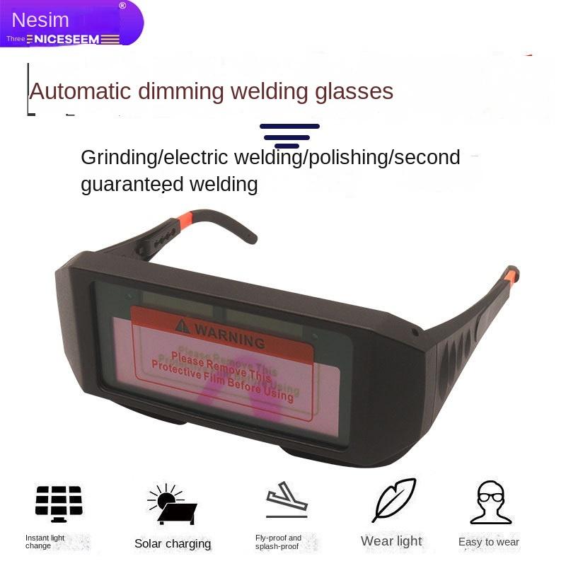 Automatic Dimming, Electric Welding Glasses Welder's Argon Arc Two-protection Welding Protective Glasses, Anti-glare Arc Glare Goggles
