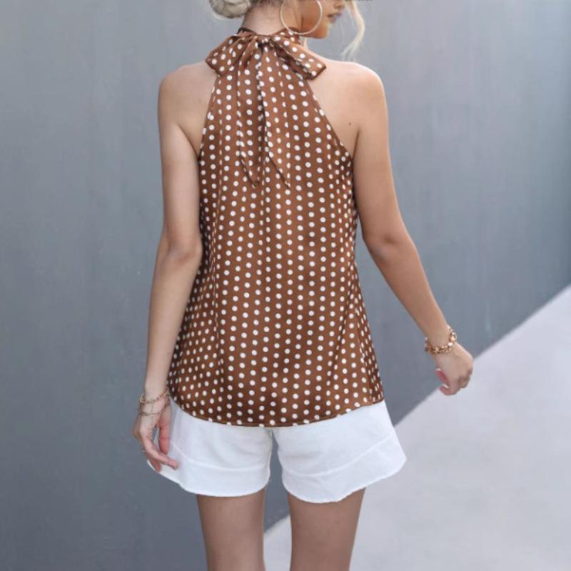 Women's New Summer New Fashion Polka Dot Hanging Neck Vest