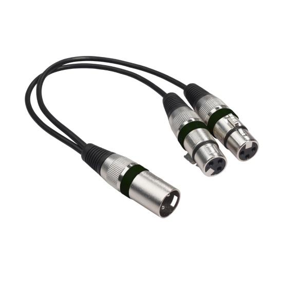 30cm audio kabel s antivibračním efektem, vyvážený přenos, zinková slitina, 2 v 1 XLR samec-XLR samice, audio prodlužovací kabel pro zvukovou konzoli