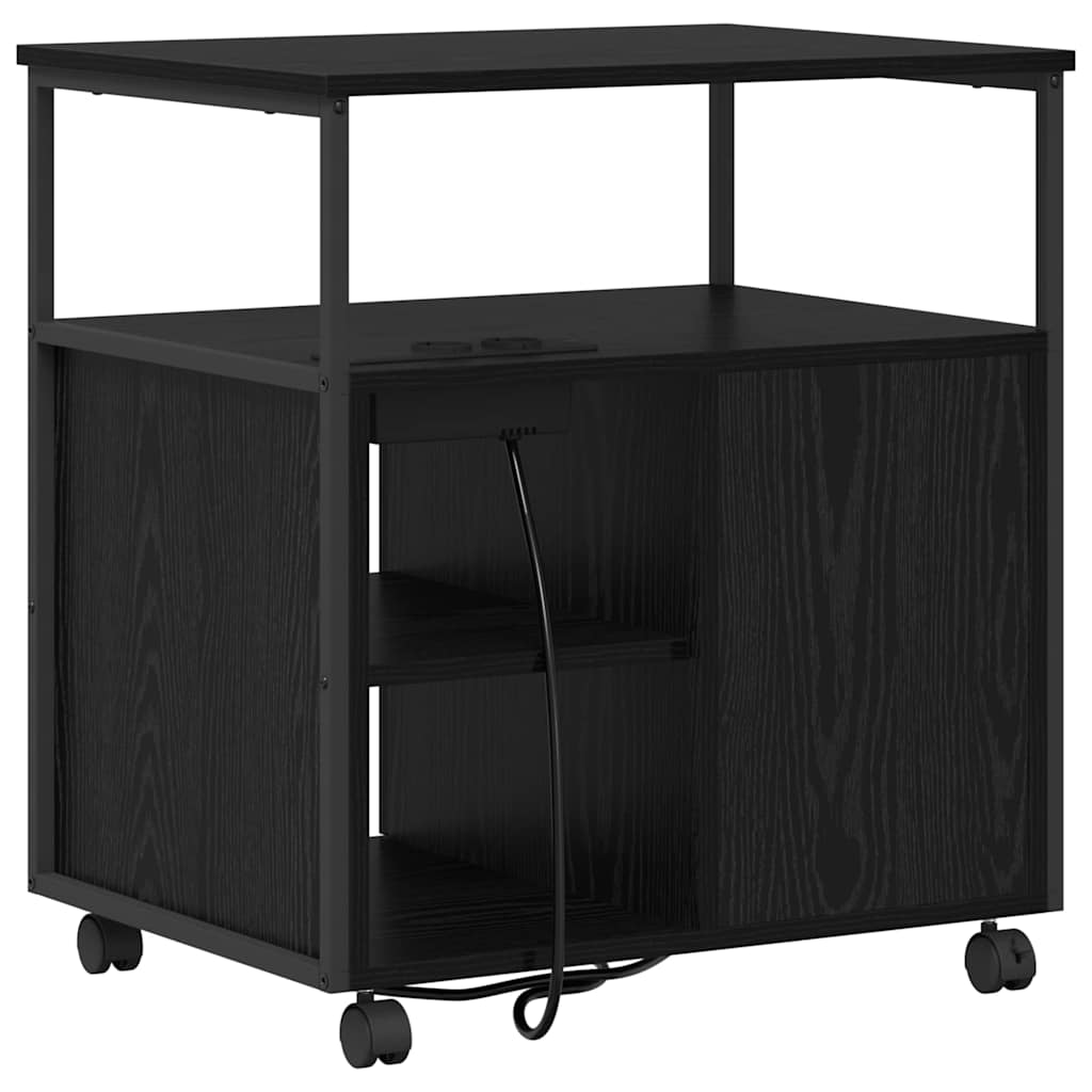 Cabinet with Charging Station Black Oak Effect 61 x 46 x 67 cm
