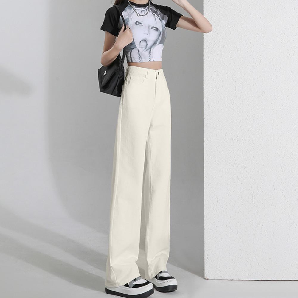 Versatile Personality Straight Jeans Women's Spring and Autumn New Korean Version Ins Showing Thin Temperament Wide-leg Mopping Denim