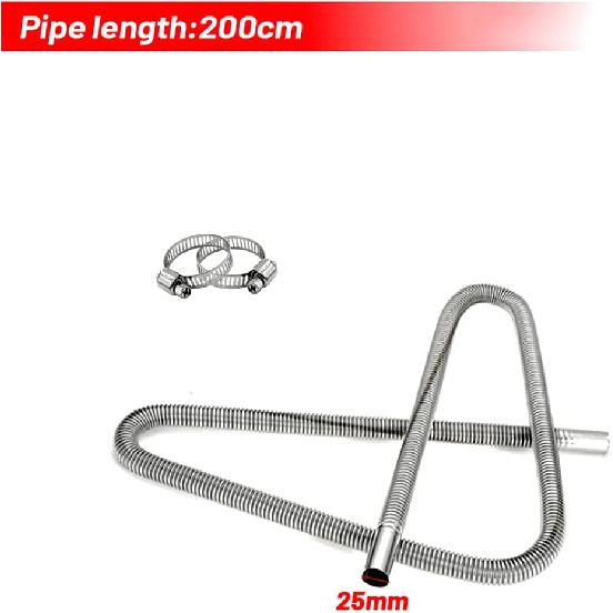 Air Exhaust Pipe Heater Pipe Heater Parking Air Heater Exhaust Pipe Diesel Gas Vent Hose Stainless Steel 2.5cm/1in Inner With Camps (Length: 2M)