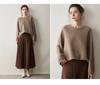 Women's Cashmere Sweater - Solid Color Loose Pullover, Long Sleeve, Korean Style for Autumn & Winter