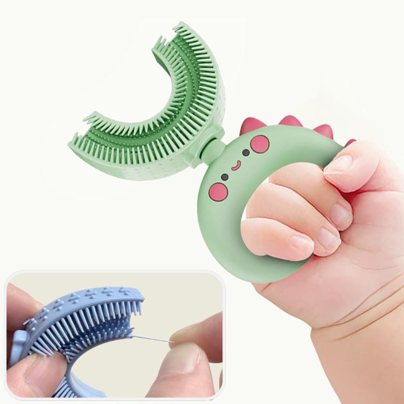 

U-образная детская зубная щетка Мультфильм Зубная щетка с держателем Детская зубная щетка Силиконовая чистка Зубная щетка 2-12 лет